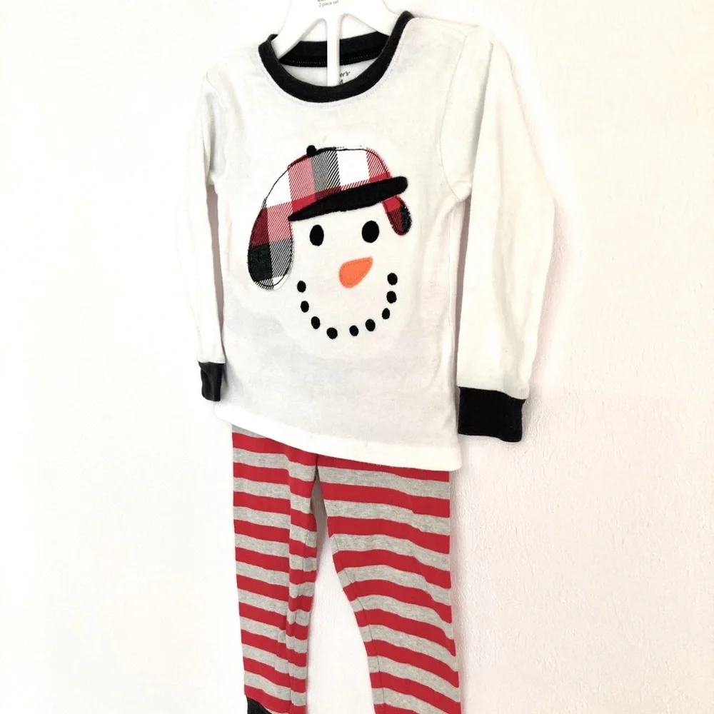 Carter’s Snowman in Plaid Hat 2 Piece Pajamas 24M